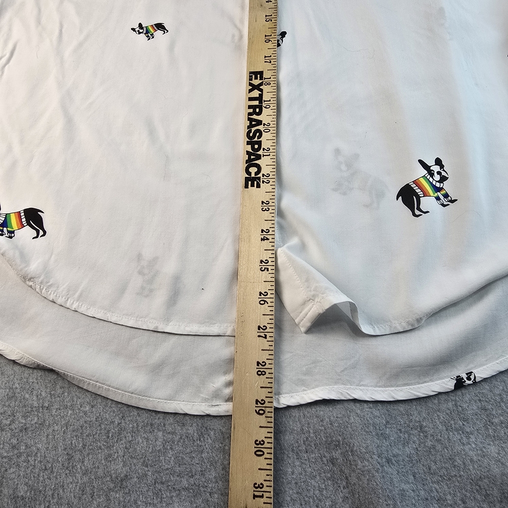 Jane Delancey White Button-Up Cap Sleeves Top with Rainbow Pride Dog Print XL - Picture 10 of 10